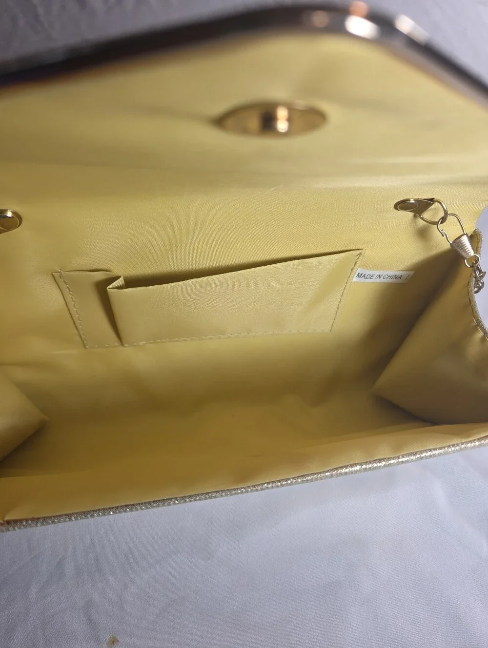 Gold Evening Clutch with Chain Strap